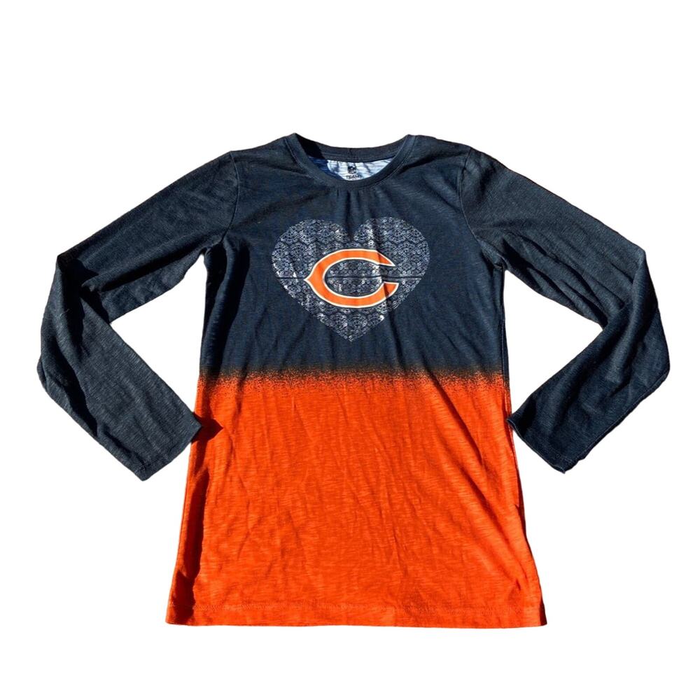 NFL Chicago Bears Girl's XL Long Sleeve 2-tone Graphic T-shirt